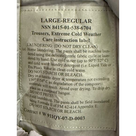 ADS Tactical US Military Extreme Cold Weather Trouser Pants Primaloft‎ Men Sz L - Picture 13 of 16